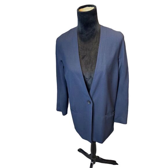 Madewell Navy Long Sleeve Blazer Women’s Size 0 Button Front Classic Jacket - Picture 1 of 12